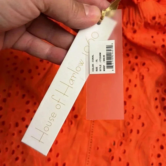 NWT House of Harlow 1960 Eyelet Coral Blouse Sz XL - Picture 3 of 9